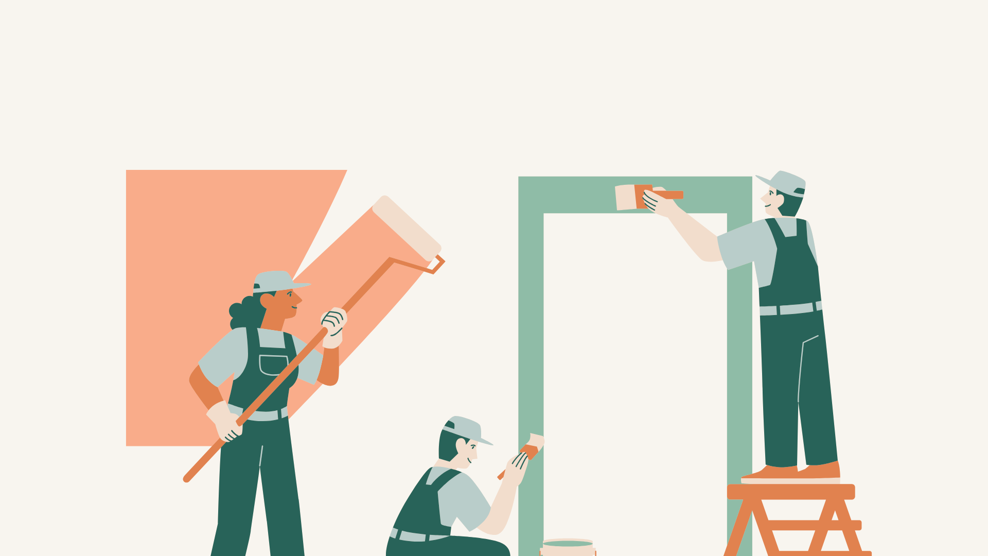 Painter applying finish to interior wall with roller